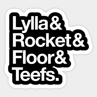 Lylla Rocket Floor Teefs - Experimental Jetset Style art for Guardians Sticker